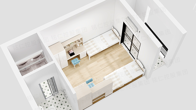 长沙员工宿舍单人钢架床俯瞰图